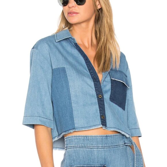 ei8ht dreams Tops - Revolve ei8ht dreams Color Block Crop Button Up